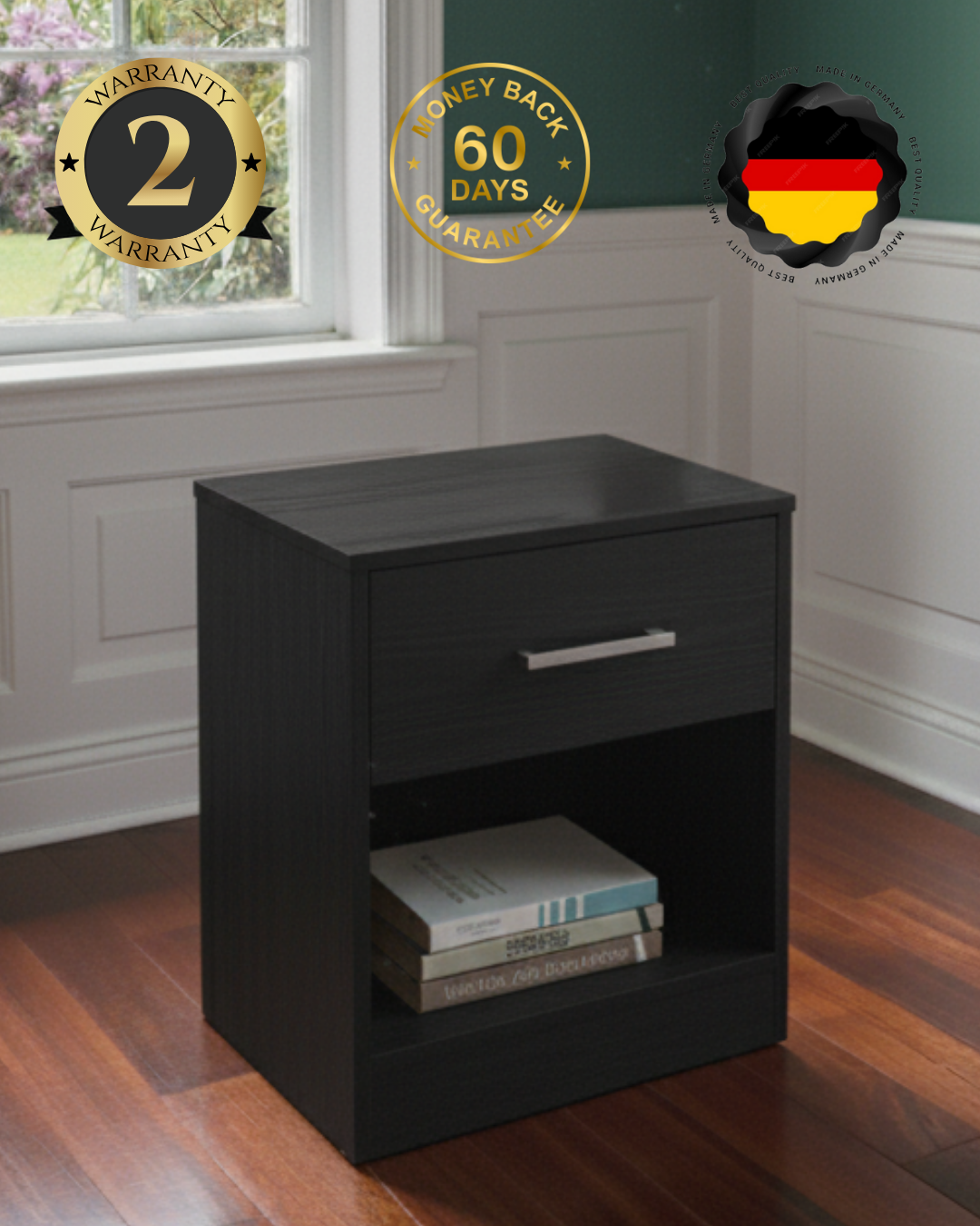 HausVersteck™ Nachttisch mit unterem Geheimfach